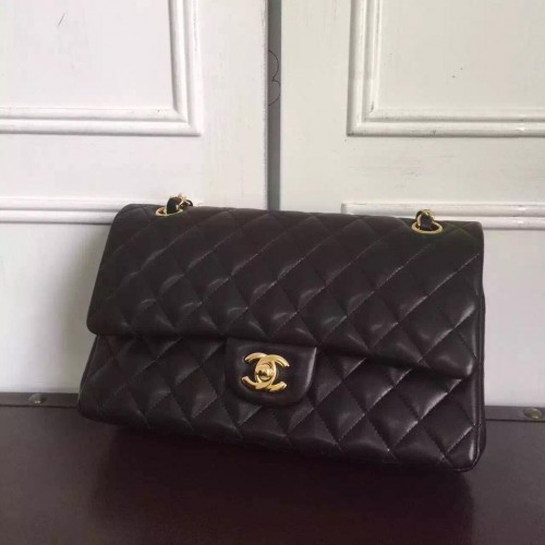 Chanel 2.55 middle size black original lambskin